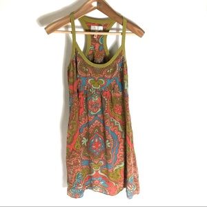 ANTHROPOLOGIE MOULINETTE SOEURS Multicolor Silk MANDALA Racerback Dress 10